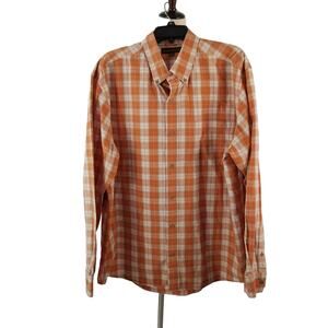 Timberland Orange Cream Green Plaid Mens Button Down Shirt Long Sleeve XXL